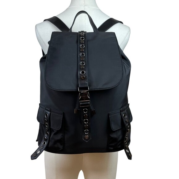 Saint & Sofia Black Nylon With Grommet Strap Design & Exterior Pockets Backpack - Picture 8 of 12